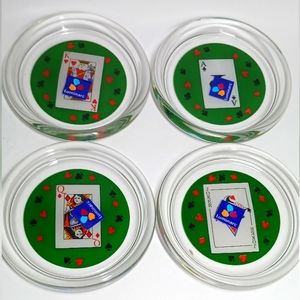 Luminarc Card Party Glass Coasters, set of 4.